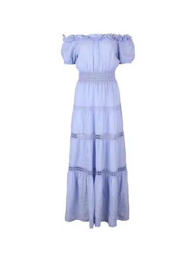 Misha Angara Off-shoulder Maxi Dress In Blue
