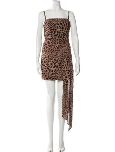 Pre-owned Misha Animal Print Mini Dress In Neutral