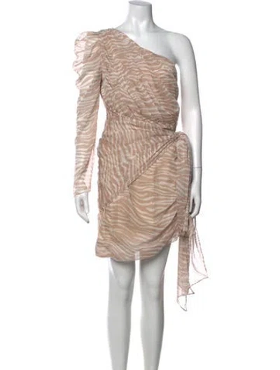 Pre-owned Misha Animal Print Mini Dress In Neutral