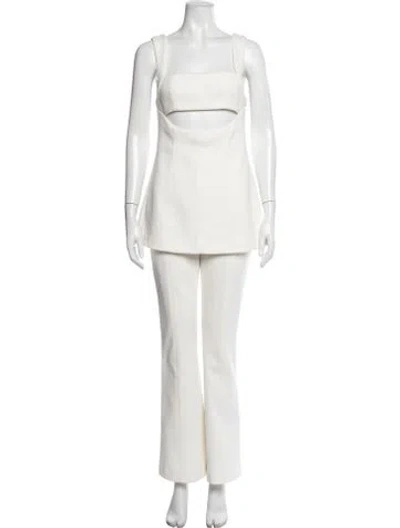 Pre-owned Misha Asymmetrical Jumpsuit In White
