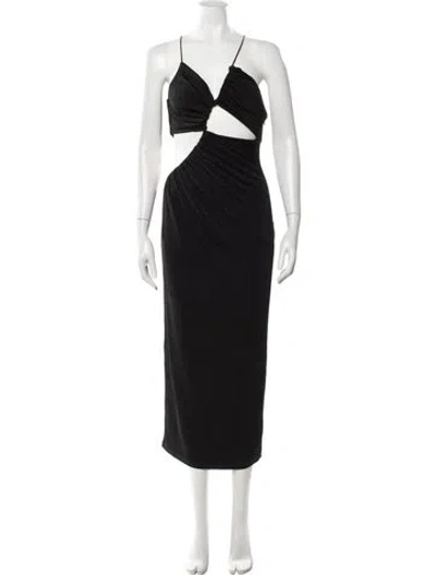 Pre-owned Misha Asymmetrical Long Dress In Black