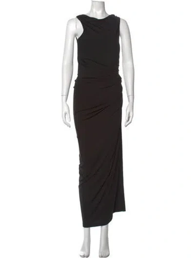 Pre-owned Misha Asymmetrical Long Dress In Black