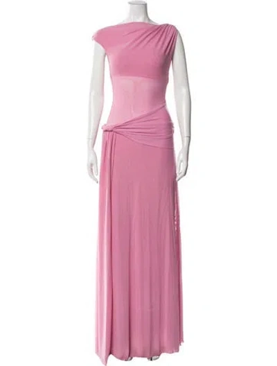 Pre-owned Misha Asymmetrical Long Dress In Pink