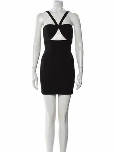 Pre-owned Misha Asymmetrical Mini Dress In Black