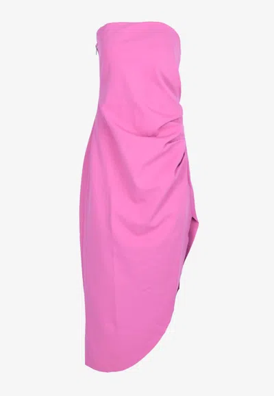 Misha Audrina Strapless Midi Dress In Pink
