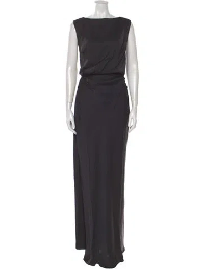 Pre-owned Misha Bateau Neckline Long Dress W/ Tags In Gray