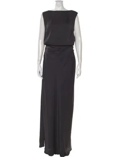Pre-owned Misha Bateau Neckline Long Dress W/ Tags In Gray