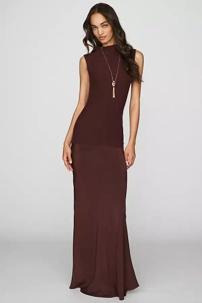 Misha Boucle Stretch Silk Contrast Maxi Dress In Brown