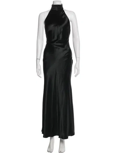 Pre-owned Misha Collection Acetate Long Dress In Black