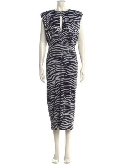 Pre-owned Misha Collection Animal Print Long Dress In Black
