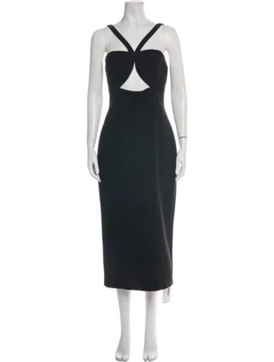 Pre-owned Misha Collection Asymmetrical Midi Length Dress In Black