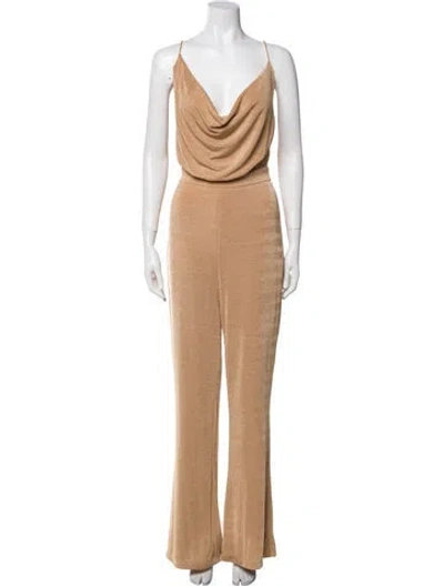 Pre-owned Misha Collection Cowl Neck Jumpsuit In Neutral
