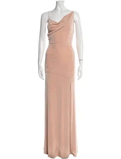 Pre-owned Misha Collection Cowl Neck Long Dress In Pink