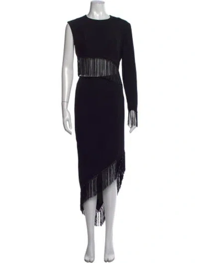Pre-owned Misha Collection Crew Neck Midi Length Dress In Black