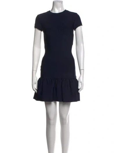 Pre-owned Misha Collection Crew Neck Mini Dress In Blue