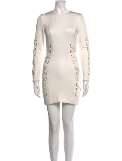Pre-owned Misha Collection Crew Neck Mini Dress In White