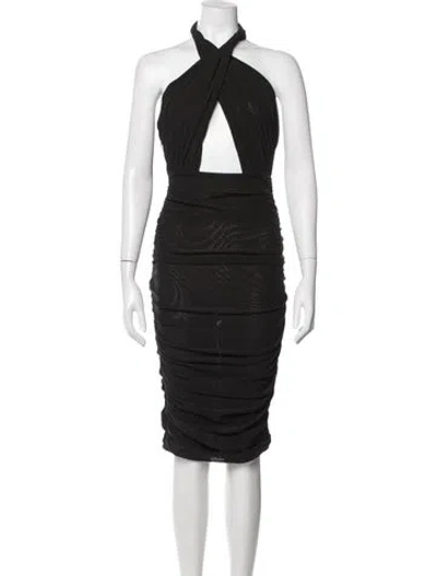 Pre-owned Misha Collection Halterneck Midi Length Dress In Grey