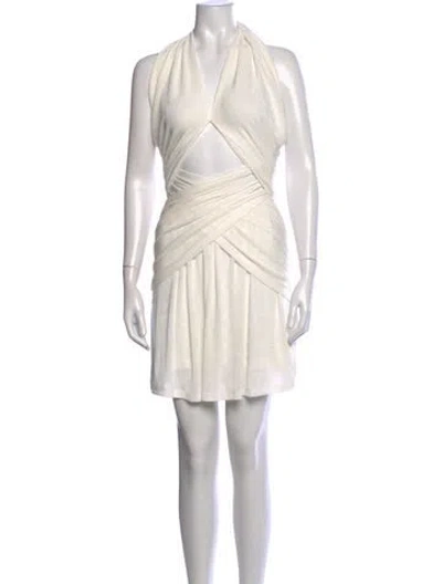 Pre-owned Misha Collection Halterneck Mini Dress In Neutrals
