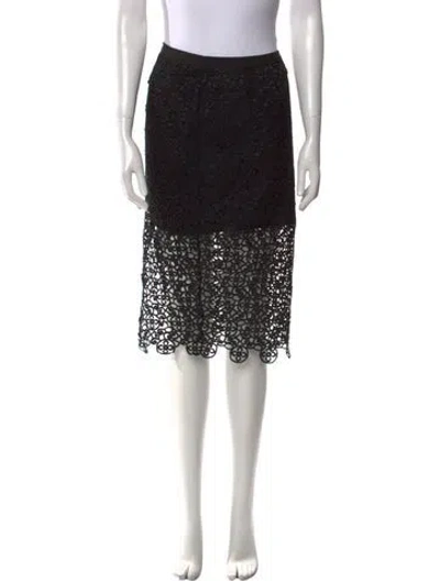 Pre-owned Misha Collection Lace Pattern Knee-length Skirt In Black