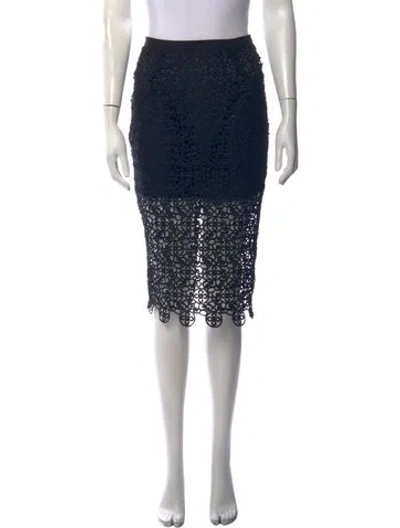 Pre-owned Misha Collection Lace Pattern Midi Length Skirt In Blue