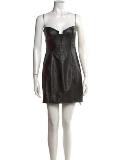 Pre-owned Misha Collection Lamb Leather Mini Dress In Black
