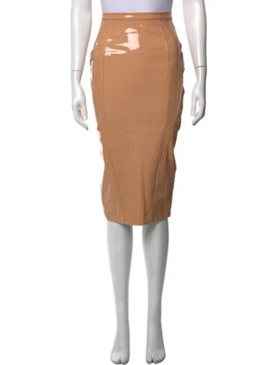 Pre-owned Misha Collection Leather Midi Length Skirt In Neutrals