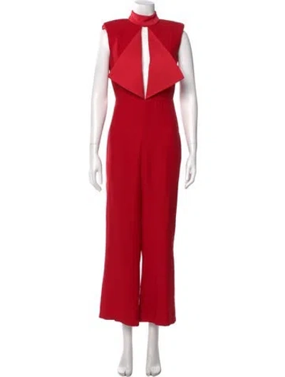 Pre-owned Misha Collection Mock Neck Jumpsuit In Red