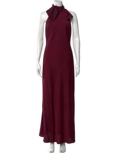 Pre-owned Misha Collection Mock Neck Long Dress In Burgundy
