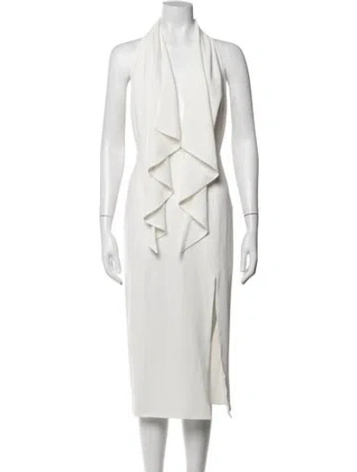 Pre-owned Misha Collection Mock Neck Midi Length Dress In Neutral