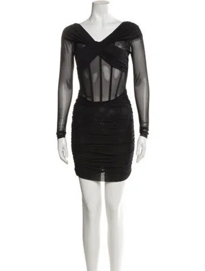 Pre-owned Misha Collection Off-the-shoulder Mini Dress In Black