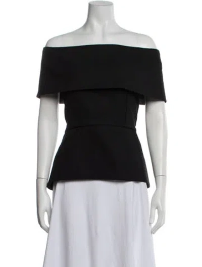 Pre-owned Misha Collection Off-the-shoulder Short Sleeve Top In Black