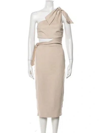 Pre-owned Misha Collection One-shoulder Knee-length Dress W/ Tags In Neutral