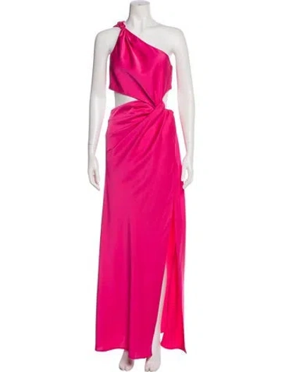 Pre-owned Misha Collection One-shoulder Long Dress In Pink