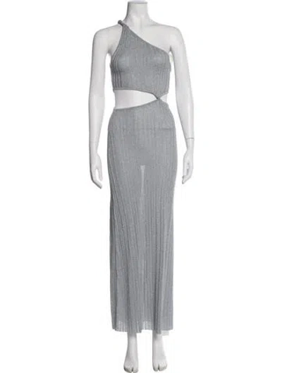 Pre-owned Misha Collection One-shoulder Long Dress W/ Tags In Gray