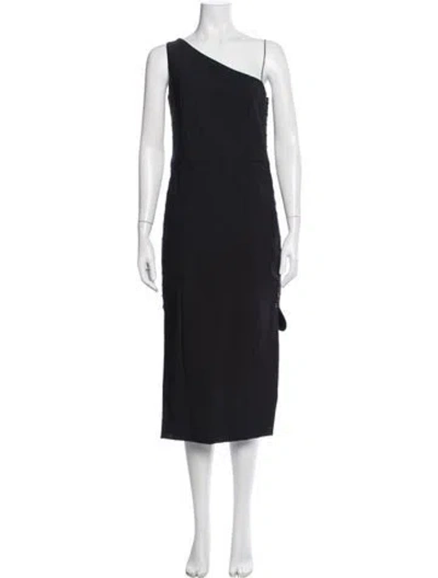 Pre-owned Misha Collection One-shoulder Midi Length Dress In Black