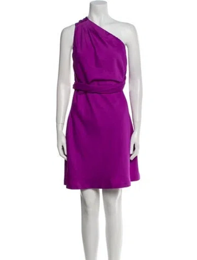 Pre-owned Misha Collection One-shoulder Mini Dress In Purple