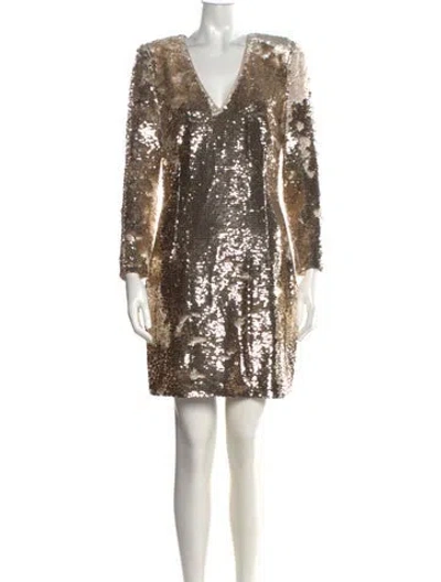 Pre-owned Misha Collection Patterned Mini Dress W/ Tags In Gold