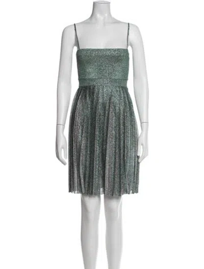 Pre-owned Misha Collection Printed Mini Dress In Green/metallic