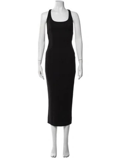 Pre-owned Misha Collection Scoop Neck Midi Length Dress In Black