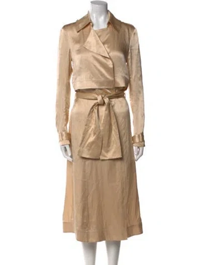 Pre-owned Misha Collection Silk Long Dress In Neutral
