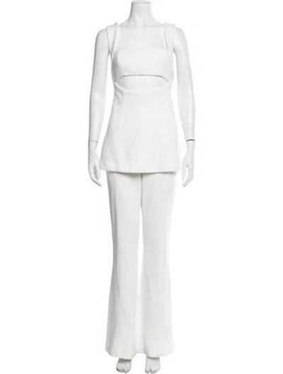 Pre-owned Misha Collection Square Neckline Jumpsuit In White