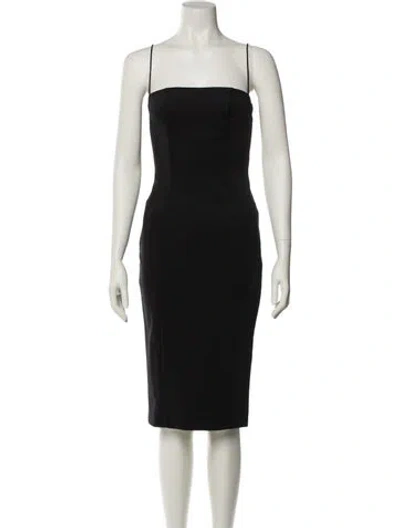 Pre-owned Misha Collection Square Neckline Knee-length Dress In Black