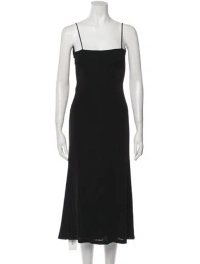 Pre-owned Misha Collection Square Neckline Midi Length Dress In Black
