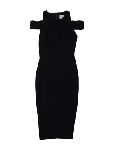 Pre-owned Misha Collection Square Neckline Midi Length Dress In Black