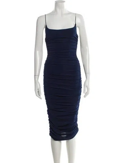 Pre-owned Misha Collection Square Neckline Midi Length Dress In Blue