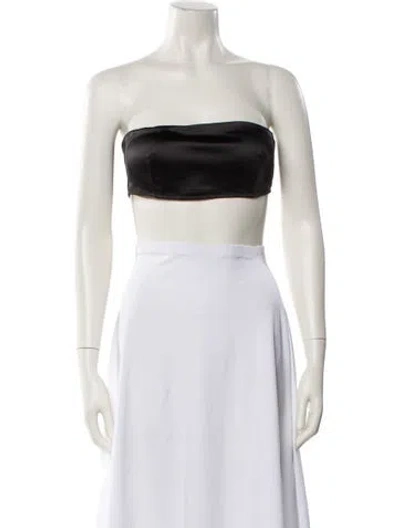 Pre-owned Misha Collection Strapless Crop Top In Black