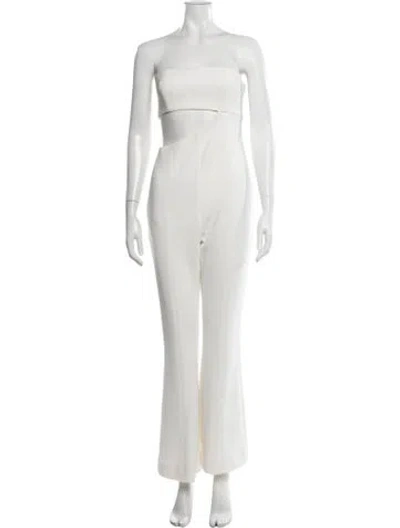 Pre-owned Misha Collection Strapless Jumpsuit In White