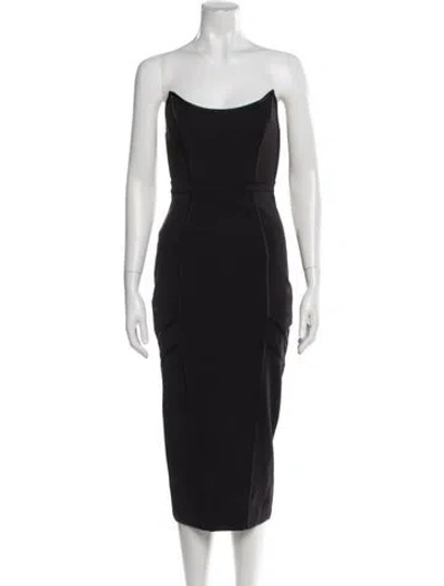 Pre-owned Misha Collection Strapless Knee-length Dress In Blue