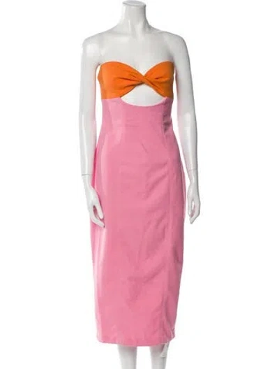 Pre-owned Misha Collection Strapless Knee-length Dress In Pink