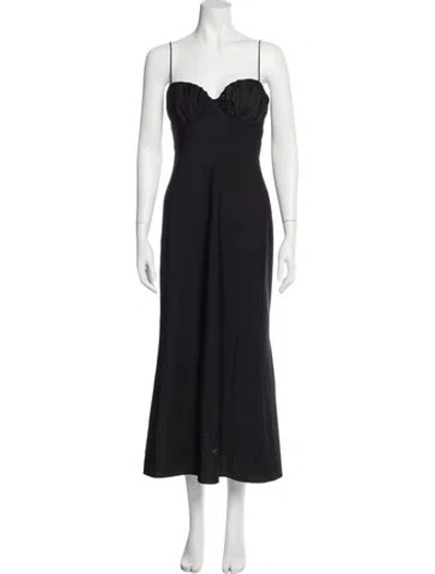 Pre-owned Misha Collection Strapless Long Dress In Blue